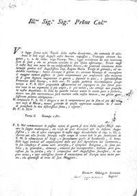 Convocazione accademia in memoriam. Biblioteca Universitaria di Pavia, Ticinesi 533.3/606